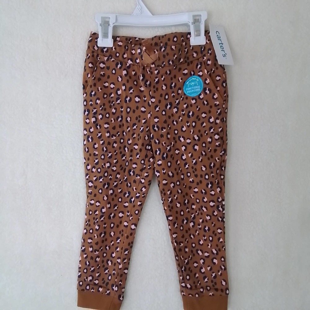 Carter's Cotton Jogger Girl's‎ Size 3t in Brown, Pink Leopard Print